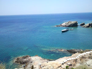 The blue ocen waters in Folegandros