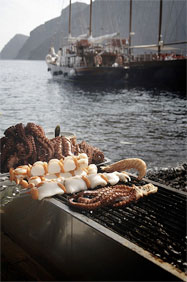 Grilled fish at the port
