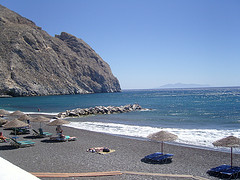 Perissa black sand beach, Santorini